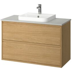 Набор тумбы с раковиной Ikea Angsjon/Backsjon с ящиками 102x49x71 (Имитация Дуба/Имитация Камня) Thumb