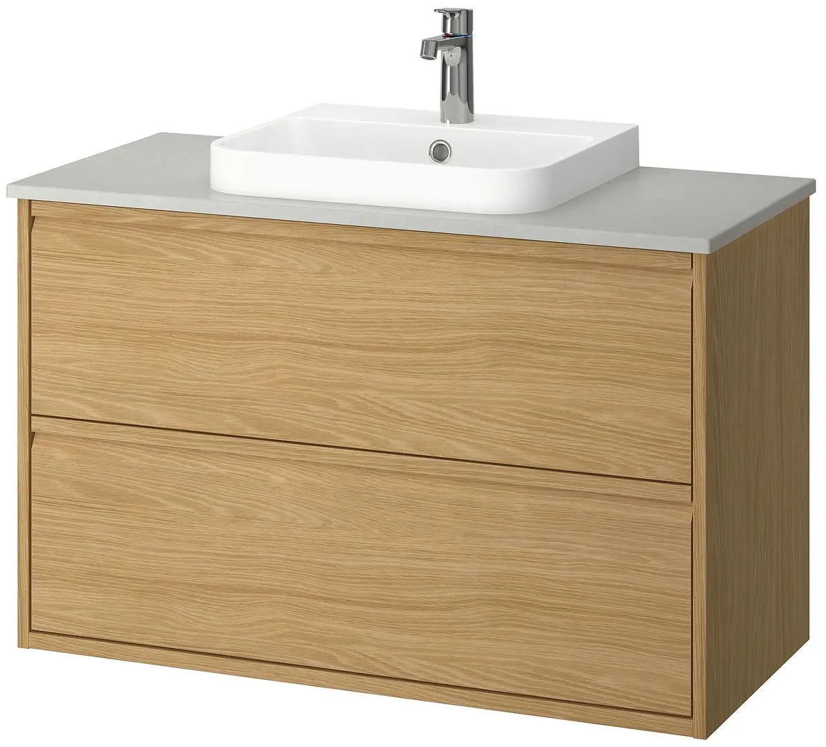 Набор тумбы с раковиной Ikea Angsjon/Backsjon с ящиками 102x49x71 (Имитация Дуба/Имитация Камня) - 2