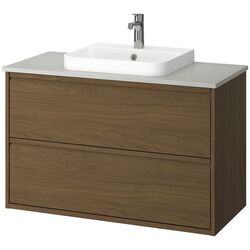 Набор тумбы с раковиной Ikea Angsjon/Backsjon с ящиками 102x49x71 (Имитация Коричневого Дуба/Имитация Камня) Thumb