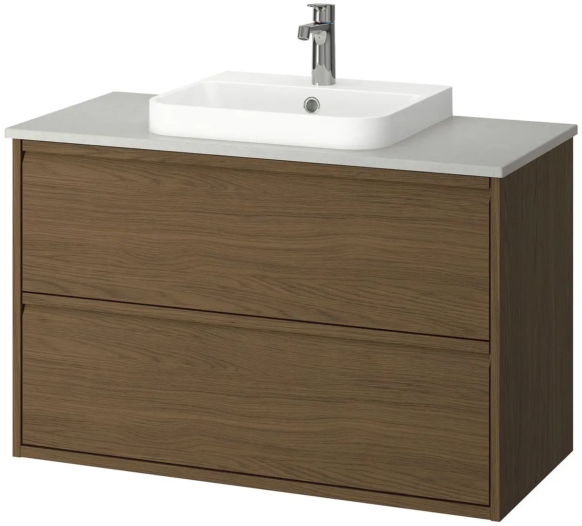 Набор тумбы с раковиной Ikea Angsjon/Backsjon с ящиками 102x49x71 (Имитация Коричневого Дуба/Имитация Камня) - 2