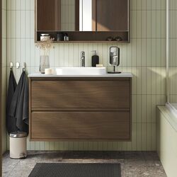 Набор тумбы с раковиной Ikea Angsjon/Backsjon с ящиками 102x49x71 (Имитация Коричневого Дуба/Имитация Камня)