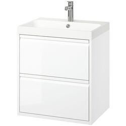 Набор тумбы с раковиной Ikea Angsjon/Backsjon с ящиками 60x48x69 (Глянцевый Белый) Thumb
