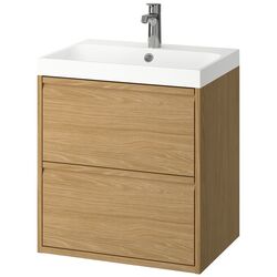 Набор тумбы с раковиной Ikea Angsjon/Backsjon с ящиками 60x48x69 (Имитация Дуба) Thumb