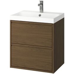 Набор тумбы с раковиной Ikea Angsjon/Backsjon с ящиками 60x48x69 (Имитация Коричневого Дуба) Thumb