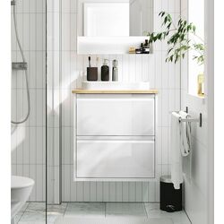 Набор тумбы с раковиной Ikea Angsjon/Backsjon с ящиками 62x49x71 (Глянцевый Белый/Бамбук)