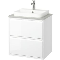 Набор тумбы с раковиной Ikea Angsjon/Backsjon с ящиками 62x49x71 (Глянцевый Белый/Имитация Камня) Thumb