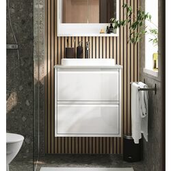 Набор тумбы с раковиной Ikea Angsjon/Backsjon с ящиками 62x49x71 (Глянцевый Белый/Имитация Камня)