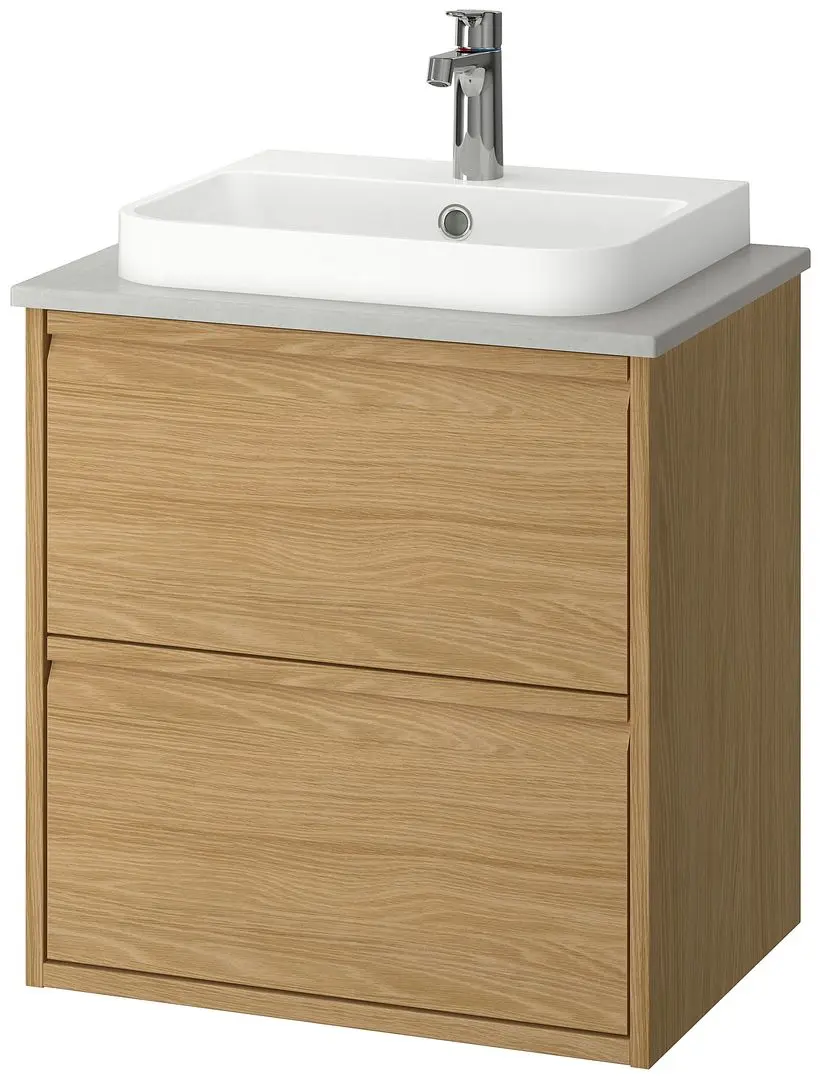 Set tumba cu lavoar Ikea Angsjon/Backsjon cu sertare 62x49x71 (Aspect Stejar/Aspect Piatra) - 2