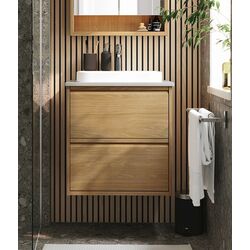 Set tumba cu lavoar Ikea Angsjon/Backsjon cu sertare 62x49x71 (Aspect Stejar/Aspect Piatra)