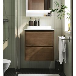 Набор тумбы с раковиной Ikea Angsjon/Backsjon с ящиками 62x49x71 (Имитация Коричневого Дуба/Имитация Белого Мрамора)