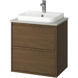 Набор тумбы с раковиной Ikea Angsjon/Backsjon с ящиками 62x49x71 (Имитация Коричневого Дуба/Имитация Камня) Thumb