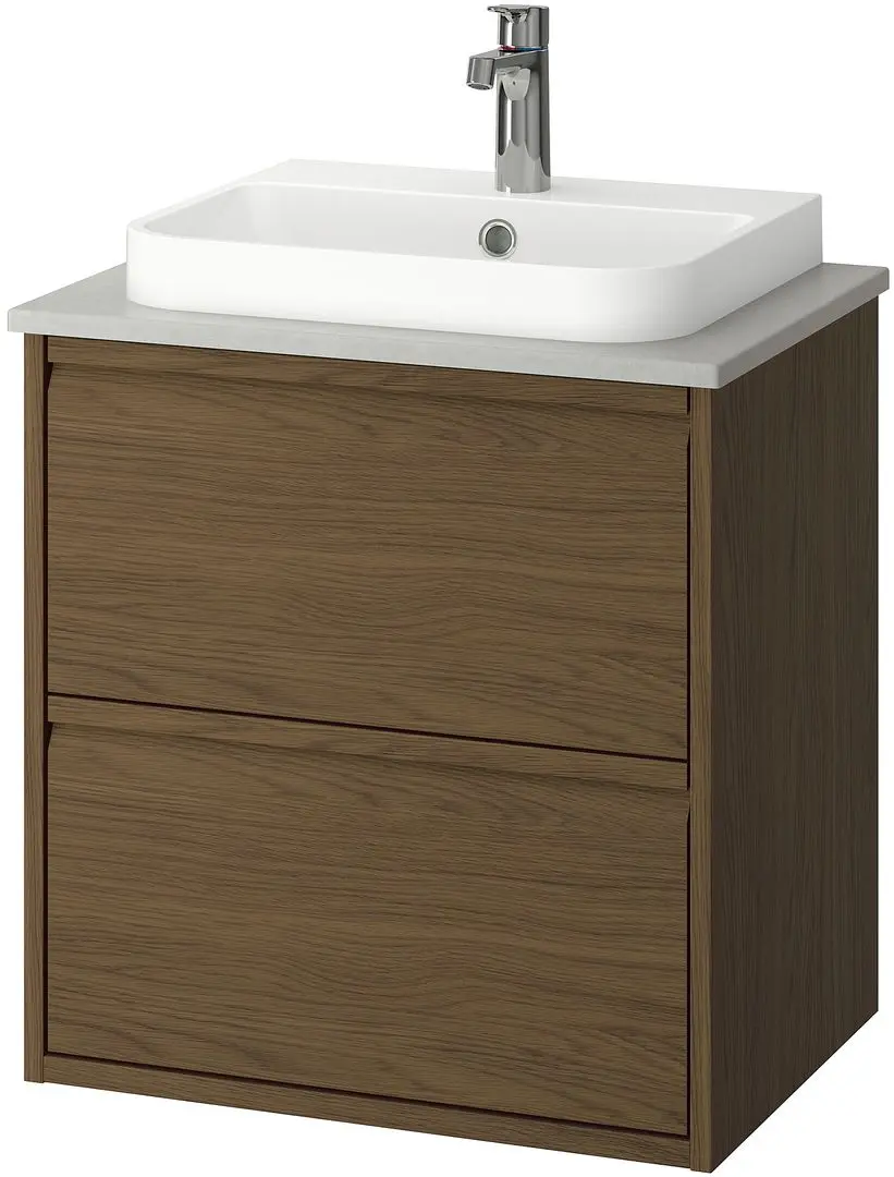 Набор тумбы с раковиной Ikea Angsjon/Backsjon с ящиками 62x49x71 (Имитация Коричневого Дуба/Имитация Камня) - 2