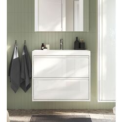 Набор тумбы с раковиной Ikea Angsjon/Backsjon с ящиками 80x48x69 (Глянцевый Белый)