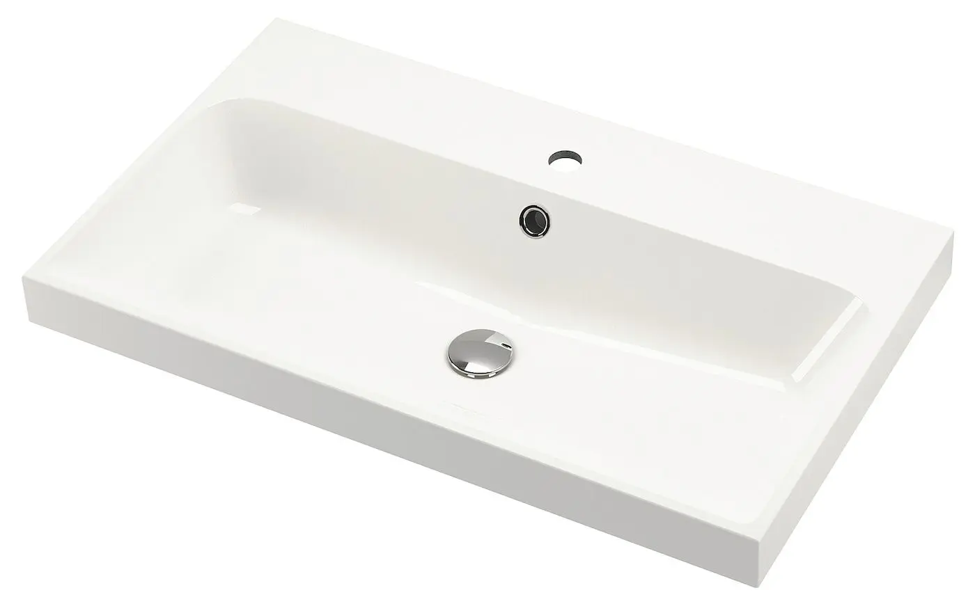 Набор тумбы с раковиной Ikea Angsjon/Backsjon с ящиками 80x48x69 (Глянцевый Белый) - 4