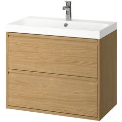 Набор тумбы с раковиной Ikea Angsjon/Backsjon с ящиками 80x48x69 (Имитация Дуба) Thumb