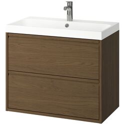 Набор тумбы с раковиной Ikea Angsjon/Backsjon с ящиками 80x48x69 (Имитация Коричневого Дуба) Thumb