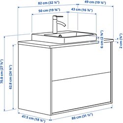 Набор тумбы с раковиной Ikea Angsjon/Backsjon с ящиками 82x49x71 (Глянцевый Белый/Имитация Камня) Thumb