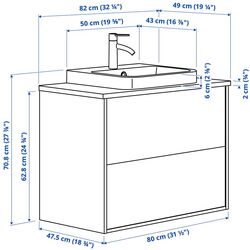 Набор тумбы с раковиной Ikea Angsjon/Backsjon с ящиками 82x49x71 (Глянцевый Белый/Имитация Ореха) Thumb
