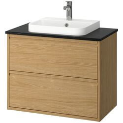 Set tumba cu lavoar Ikea Angsjon/Backsjon cu sertare 82x49x71 (Aspect Stejar/Aspect Marmura Neagra) Thumb