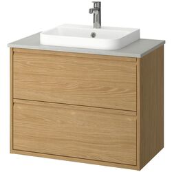 Набор тумбы с раковиной Ikea Angsjon/Backsjon с ящиками 82x49x71 (Имитация Дуба/Имитация Камня) Thumb