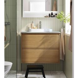 Набор тумбы с раковиной Ikea Angsjon/Backsjon с ящиками 82x49x71 (Имитация Дуба/Имитация Камня)