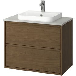 Набор тумбы с раковиной Ikea Angsjon/Backsjon с ящиками 82x49x71 (Имитация Коричневого Дуба/Имитация Камня) Thumb