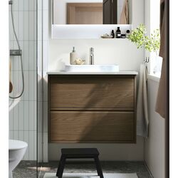 Набор тумбы с раковиной Ikea Angsjon/Backsjon с ящиками 82x49x71 (Имитация Коричневого Дуба/Имитация Камня)