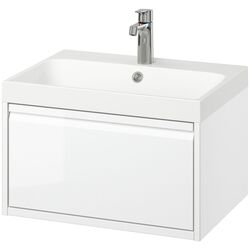 Набор тумбы с раковиной Ikea Angsjon/Backsjon с ящиком 60x48x39 (Глянцевый Белый) Thumb