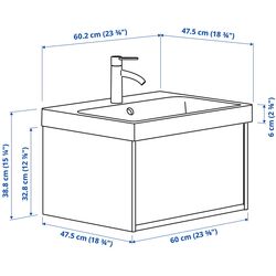 Набор тумбы с раковиной Ikea Angsjon/Backsjon с ящиком 60x48x39 (Глянцевый Белый) Thumb