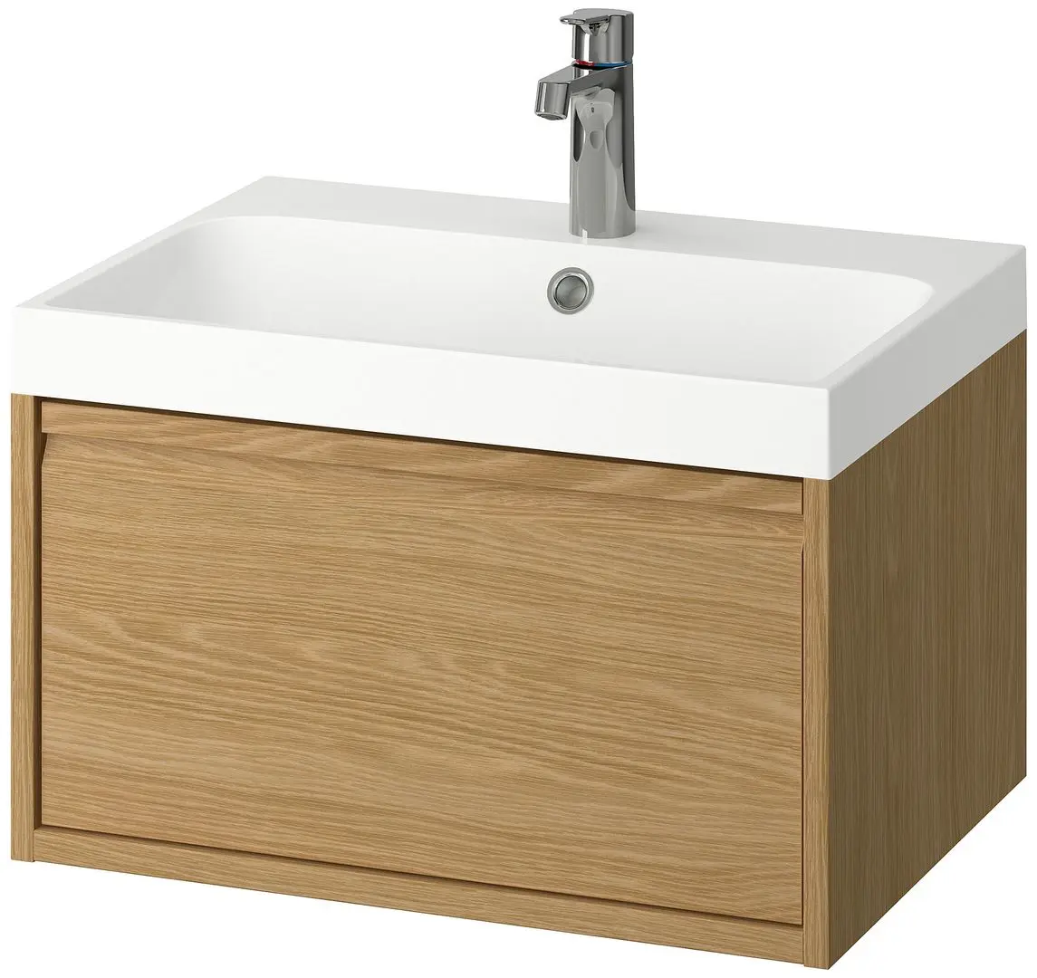 Set tumba cu lavoar Ikea Angsjon/Backsjon cu sertar 60x48x39 (Aspect Stejar) - 2