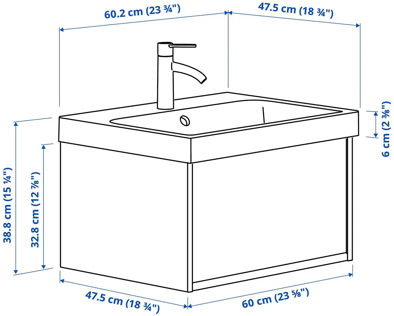 Set tumba cu lavoar Ikea Angsjon/Backsjon cu sertar 60x48x39 (Aspect Stejar) - 9