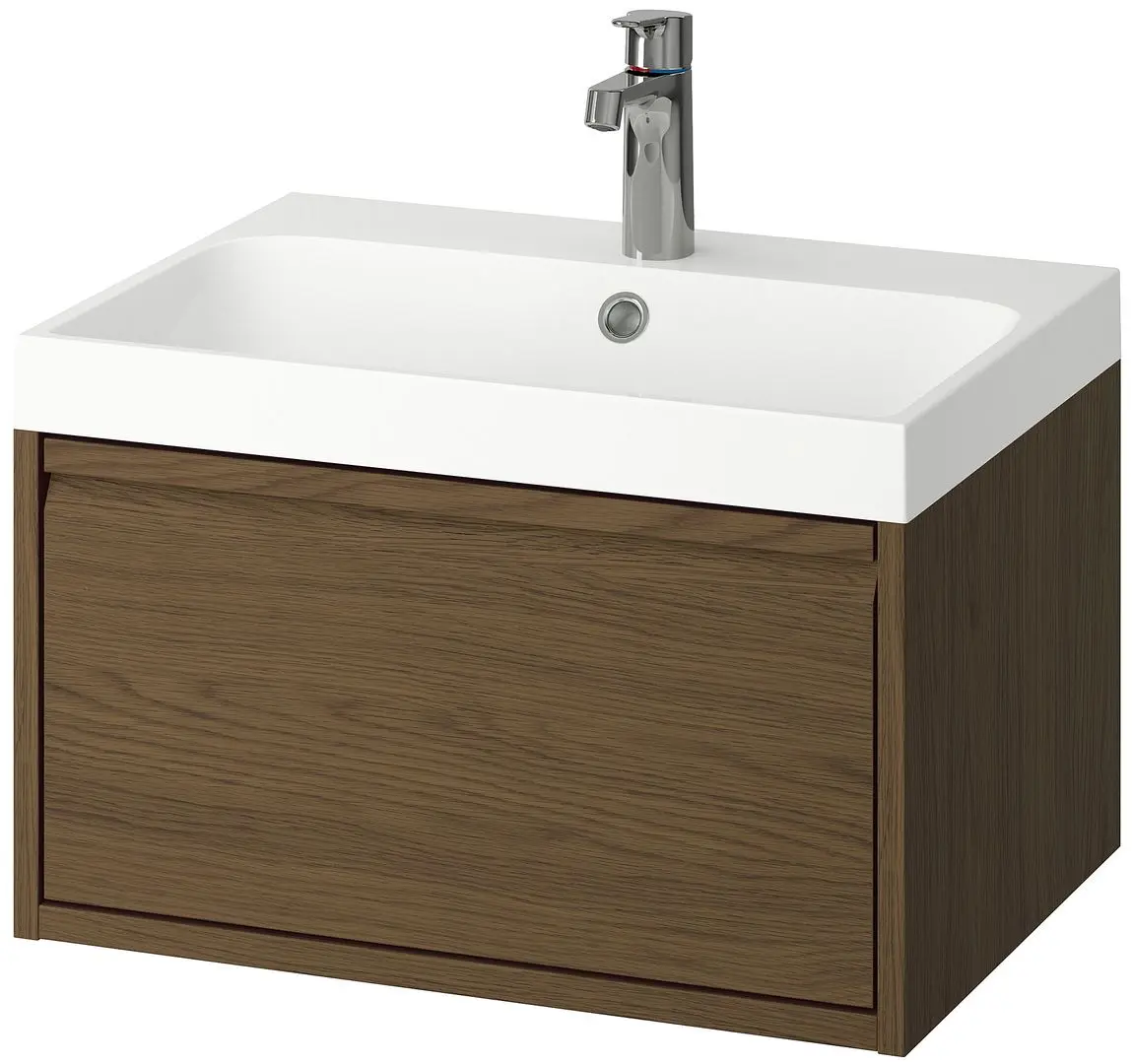 Set tumba cu lavoar Ikea Angsjon/Backsjon cu sertar 60x48x39 (Aspect Stejar Maro) - 2