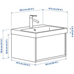 Set tumba cu lavoar Ikea Angsjon/Backsjon cu sertar 60x48x39 (Aspect Stejar Maro) Thumb