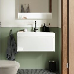 Набор тумбы с раковиной Ikea Angsjon/Backsjon с ящиком 80x48x39 (Глянцевый Белый)