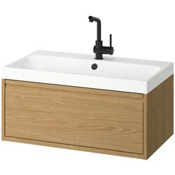 Set tumba cu lavoar Ikea Angsjon/Backsjon cu sertar 80x48x39 (Aspect Stejar) Thumb