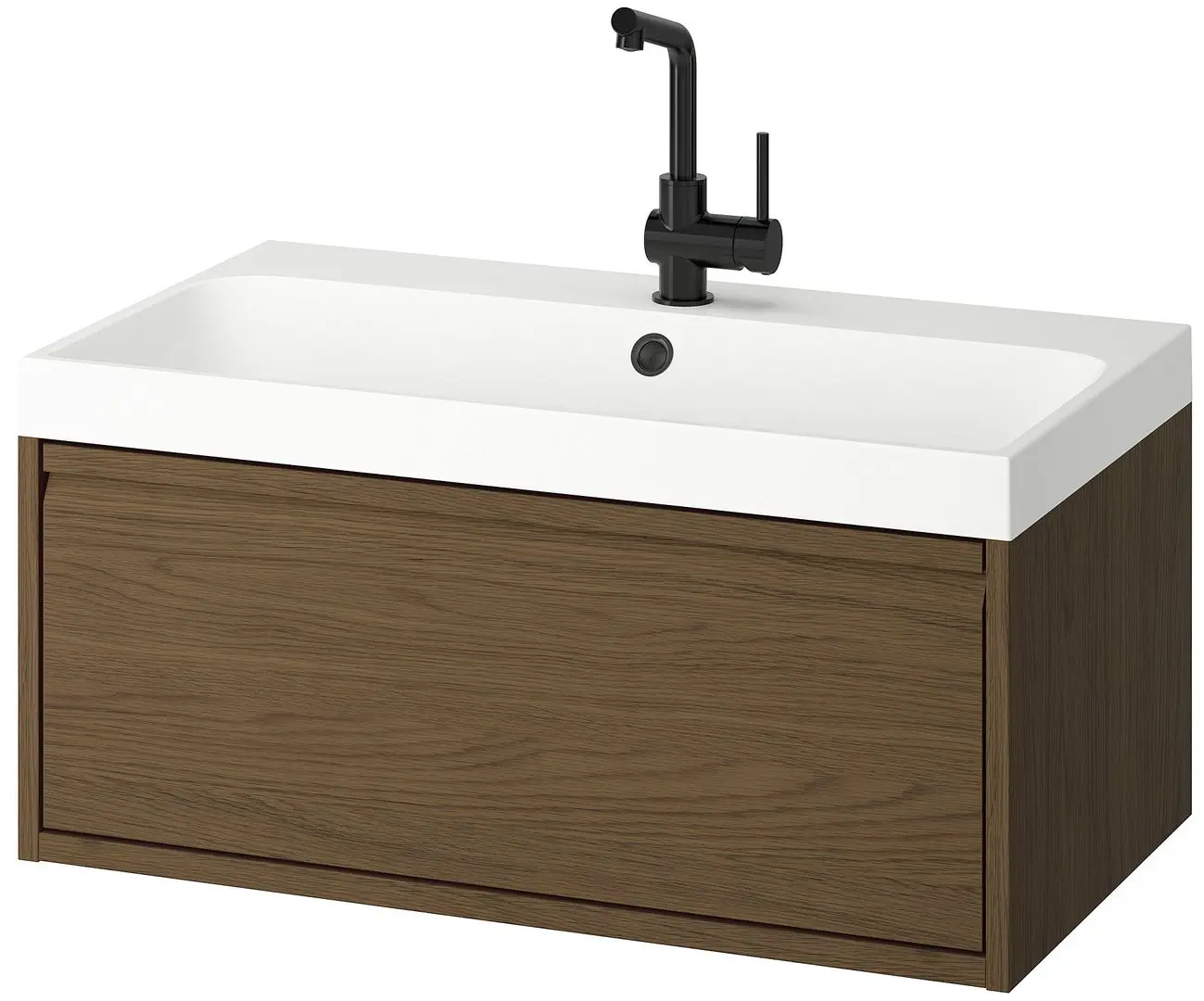 Набор тумбы с раковиной Ikea Angsjon/Backsjon с ящиком 80x48x39 (Имитация Коричневого Дуба) - 2