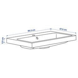 Набор тумбы с раковиной Ikea Angsjon/Backsjon с ящиком 80x48x39 (Имитация Коричневого Дуба) Thumb