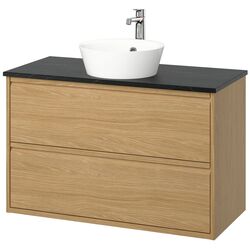 Набор тумбы с раковиной Ikea Angsjon/Kattevik с ящиками 102x49x80 (Имитация Дуба/Имитация Черного Мрамора) Thumb