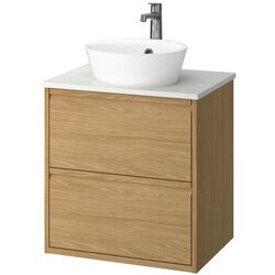 Набор тумбы с раковиной Ikea Angsjon/Kattevik с ящиками 62x49x80 (Имитация Дуба/Имитация Белого Мрамора) Thumb