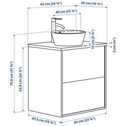 Набор тумбы с раковиной Ikea Angsjon/Kattevik с ящиками 62x49x80 (Имитация Дуба/Имитация Белого Мрамора) Thumb