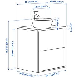 Набор тумбы с раковиной Ikea Angsjon/Kattevik с ящиками 62x49x80 (Имитация Дуба/Имитация Черного Мрамора) Thumb