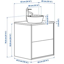 Набор тумбы с раковиной Ikea Angsjon/Kattevik с ящиками 62x49x80 (Имитация Коричневого Дуба/Имитация Черного Мрамора) Thumb