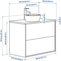Set tumba cu lavoar Ikea Angsjon/Kattevik cu sertare 82x49x80 (Alb Lucios/Aspect Marmura Alba) Thumb