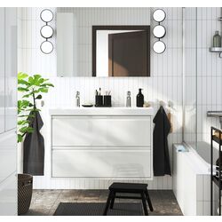 Набор тумбы с раковиной Ikea Angsjon/Orrsjon/Brogrund с ящиками 102x49x69 (Блестящий Белый)