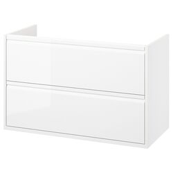 Набор тумбы с раковиной Ikea Angsjon/Orrsjon/Brogrund с ящиками 102x49x69 (Блестящий Белый) Thumb