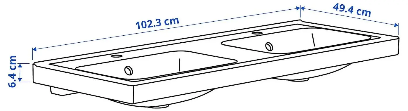 Набор тумбы с раковиной Ikea Angsjon/Orrsjon/Brogrund с ящиками 102x49x69 (Блестящий Белый) - 7