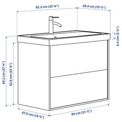 Набор тумбы с раковиной Ikea Angsjon/Orrsjon/Dalskar с ящиками 82x49x69 (Блестящий Белый) Thumb