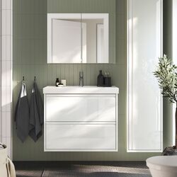 Набор тумбы с раковиной Ikea Angsjon/Orrsjon/Dalskar с ящиками 82x49x69 (Блестящий Белый)