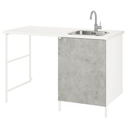 Комплект тумбы с мойкой Ikea Enhet 139x63x87 (Белый/Под Бетон) Thumb