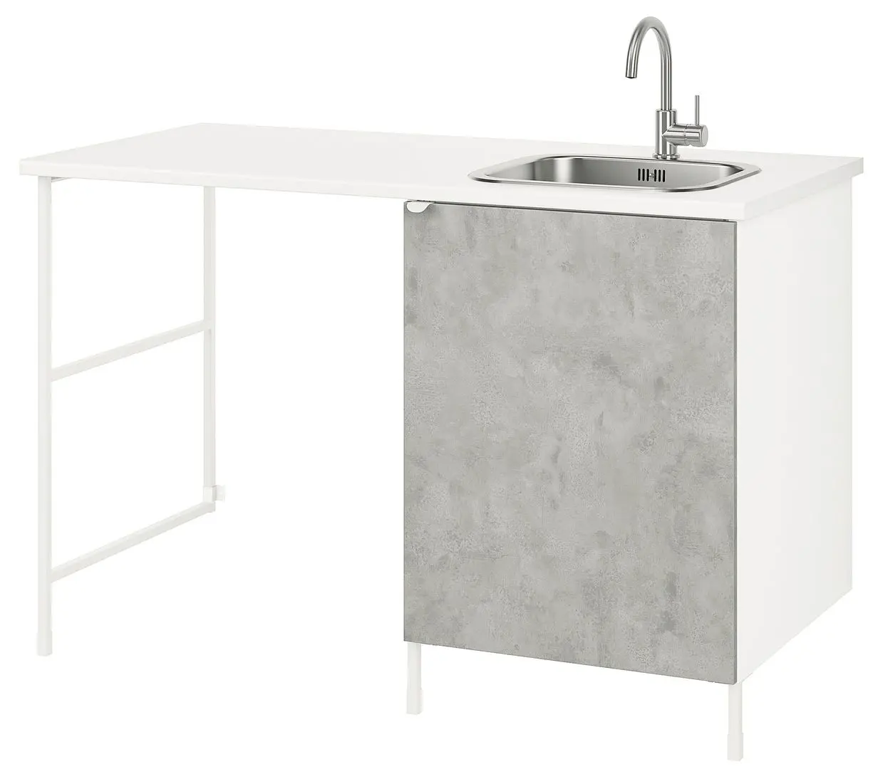 Комплект тумбы с мойкой Ikea Enhet 139x63x87 (Белый/Под Бетон) - 2